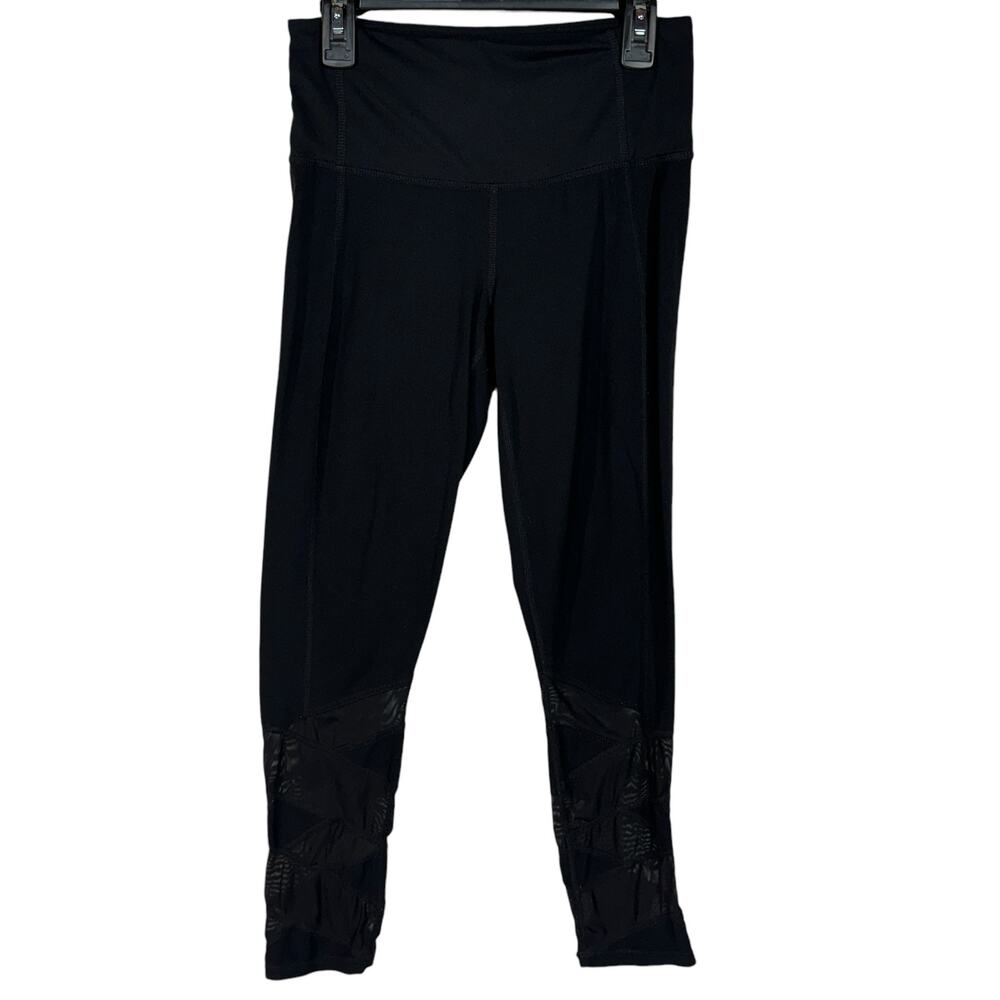 Athleta X-Small Capri Leggings Activewear Mesh Accent Elastic Waist Pocket Black